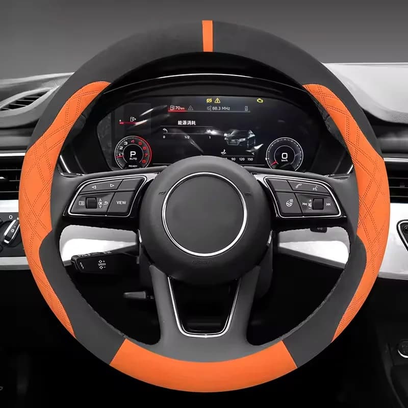 38cm Suede Steering Wheel Cover for Mercedes-Benz AMG GT EQA EQB EQS GLC GLE GLS B/C/E/G/M Class - Winter Anti-Freezing Car Grip