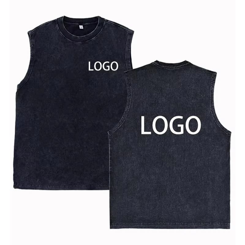 DIY Customizable Brand Logo: Vintage-Washed Pure Cotton Crew-Neck Tank Top/T-Shirt — High-Quality Summer Casual Style