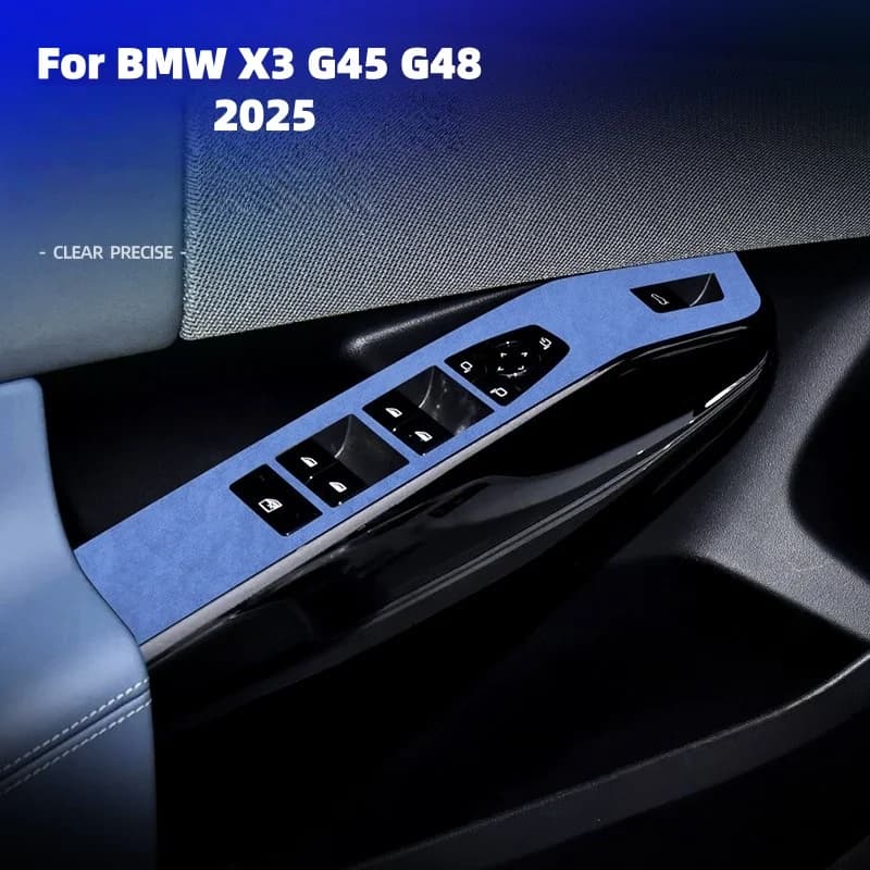For BMW X3 G45 G48 2025 Door Window Lifting Switch Panel Frame Trim Sticker Super Suede Car Interior Tuning Accessories