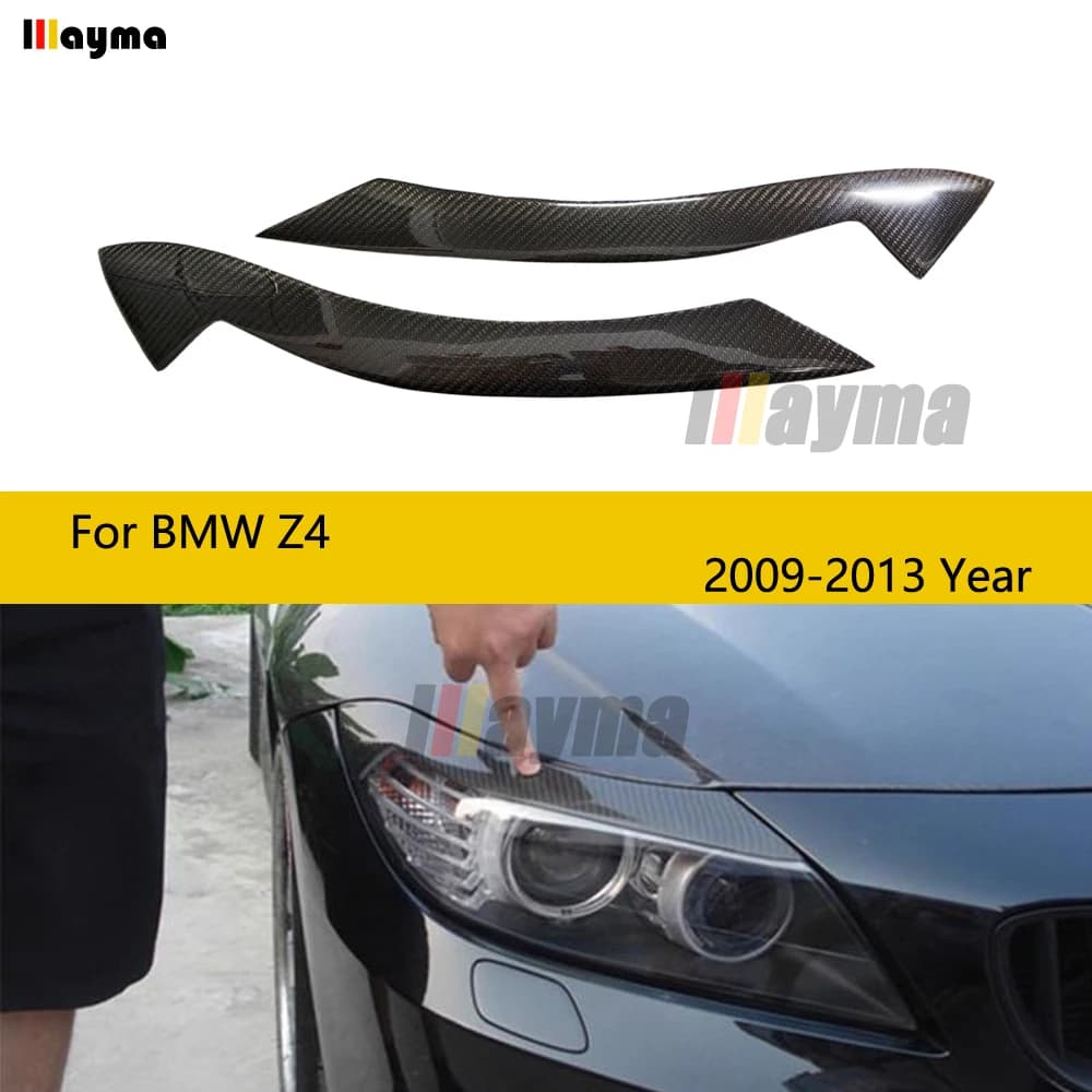 Carbon Fiber Headlight Eyebrow Eyelids For BMW Z4 2009 - 2012 E89 Fiber Glass Primer Matte Black Front Decorative Sticker 2pcs