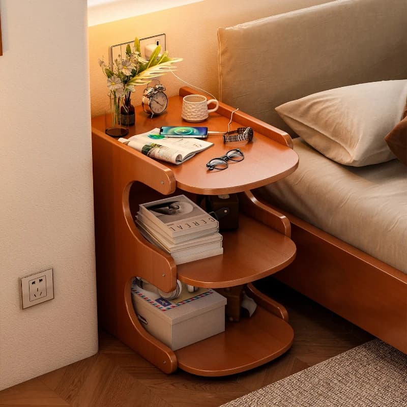light luxury small Bedside tables Solid wood multi-functional side table convenient multi-layer mesitas de noche home furniture