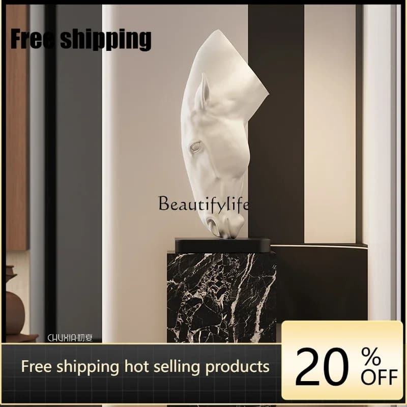 Factory Direct  Horse Head Sculpture Large Floor Ornament for Sales Office Lobby Clubhouse Villa Living Room Decoration