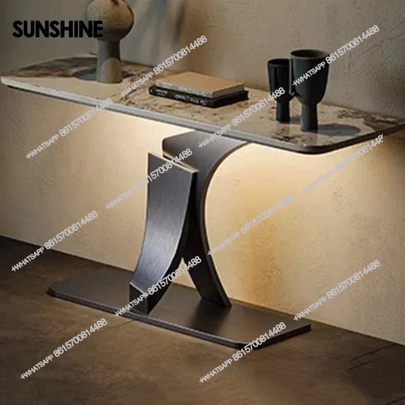 Luxury Hotel Living Room Table Metal Vintage Corner Narrow Nordic Table Vertical Hall Tisch Wohnzimer Hallway Furniture  FT