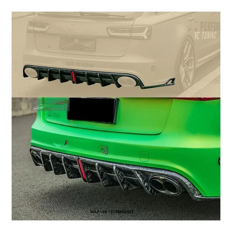 For New forAudi RS6 C7 C7.5 Carbon Fiber Rear Lip Bumper with Exhaust Cut-Outs