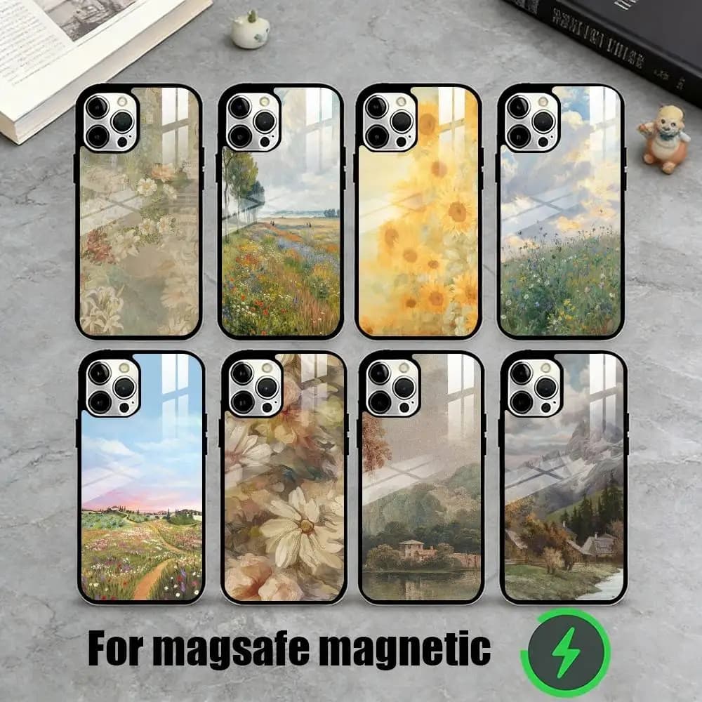 R-Retro European Landscape Painting  Phone Case For iPhone17,16,15,14,13,12,11 Plus,Pro Magnetic with Magsafe Wireless Charging