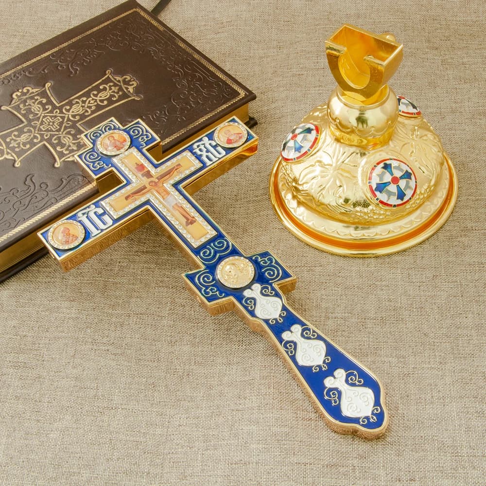 HTISOK Orthodox Church Cross Supplies Decoration Religious Hanging Cross To Blessing Gold Planting With Stand Orthodox Cross