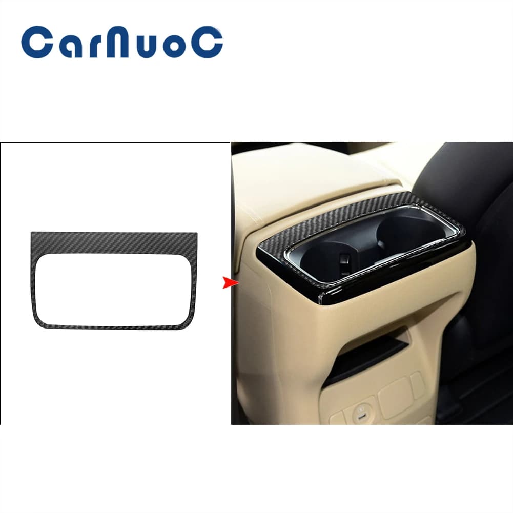 1pcs/set Rear Cupholder Panel Cover Trim For Kia Sedona 2015 2016 Interior Moulding Accessories Car Carbon Fiber Stickers