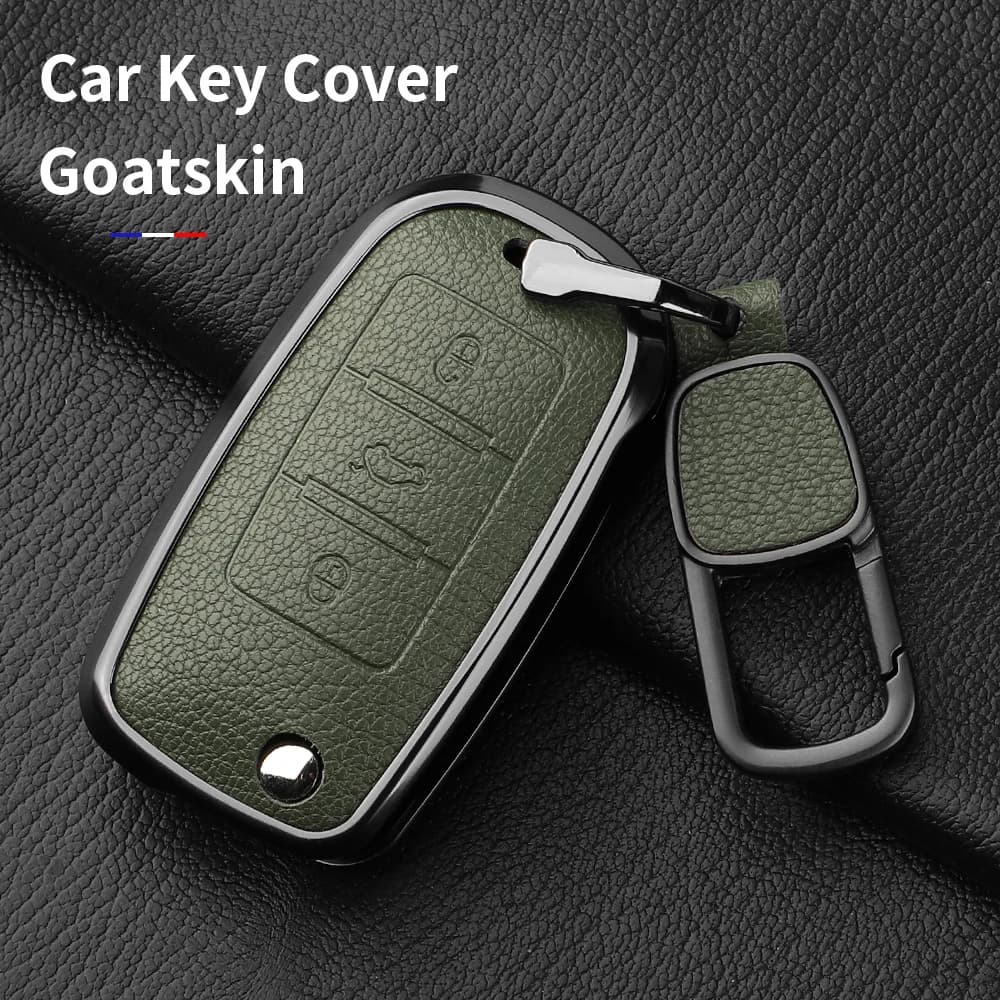 Metal and Leather 3 Button Car Key Case Cove For VW Volkswagen Beetle Caddy Eos Golf Jetta Polo Scirocco Tiguan Touran UP
