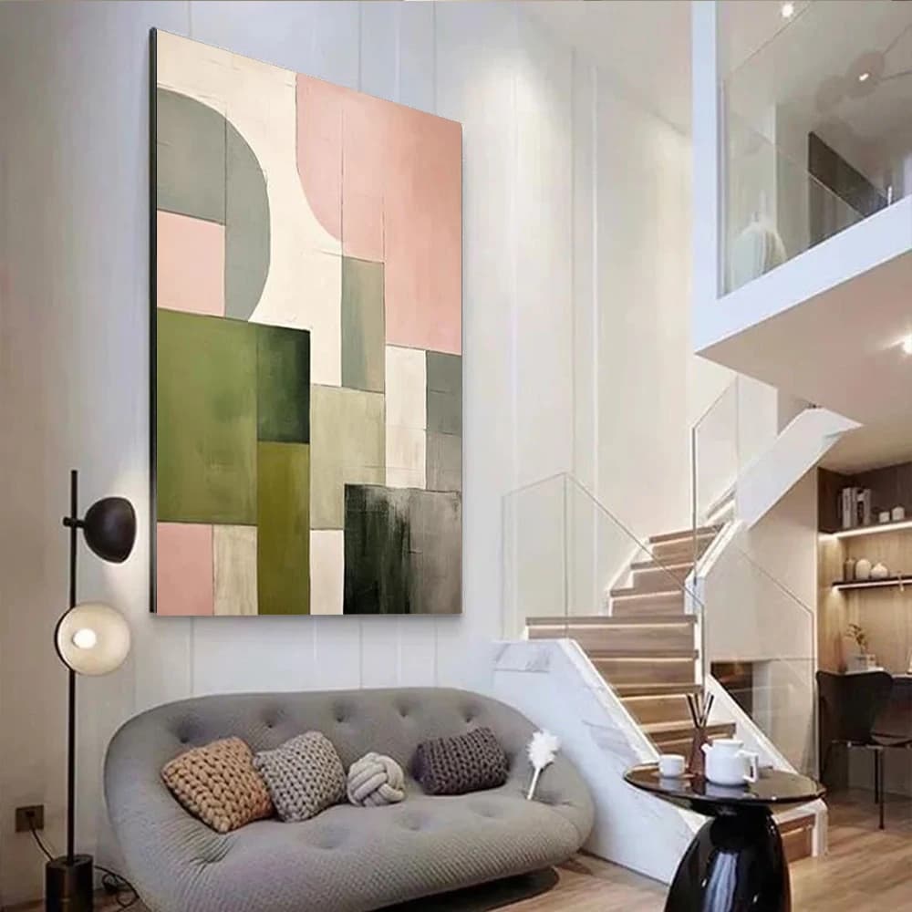 100% hand drawn green abstract oil painting original wall painting home living room decoration paint interior aesthetics