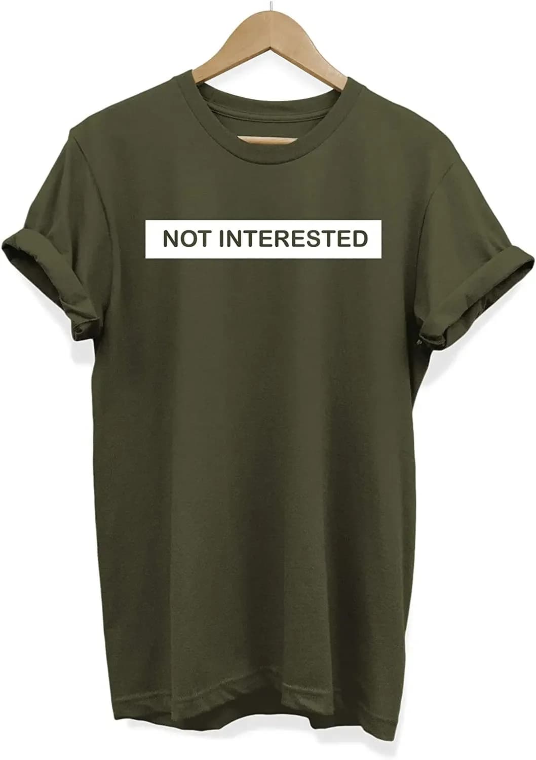 Not Interested - Slogan Hipster - Mens T-Shirt Men's 100% Cotton Casual T-shirts Loose Top Size S-3XL