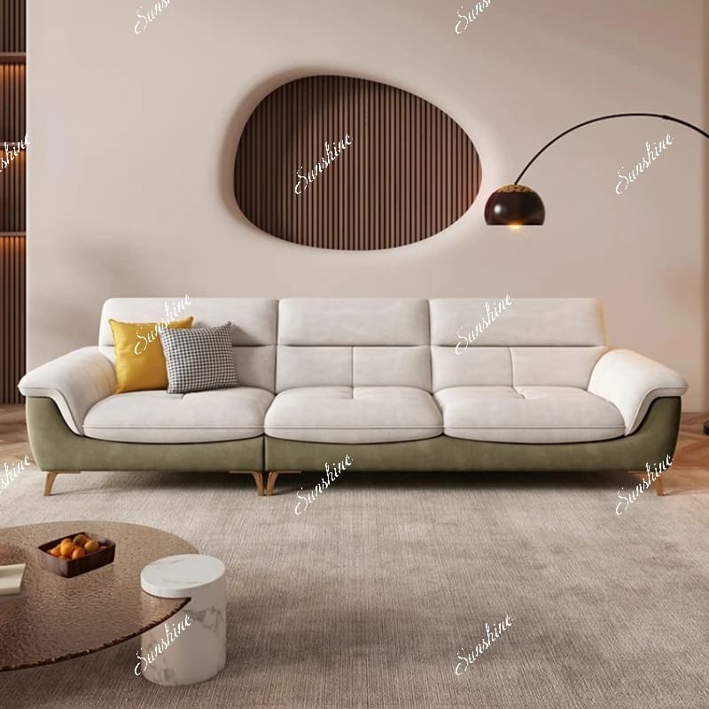 Waterproof cat scratching cloth modern simple living room Nordic small apartment inline row cream style fabric sofa