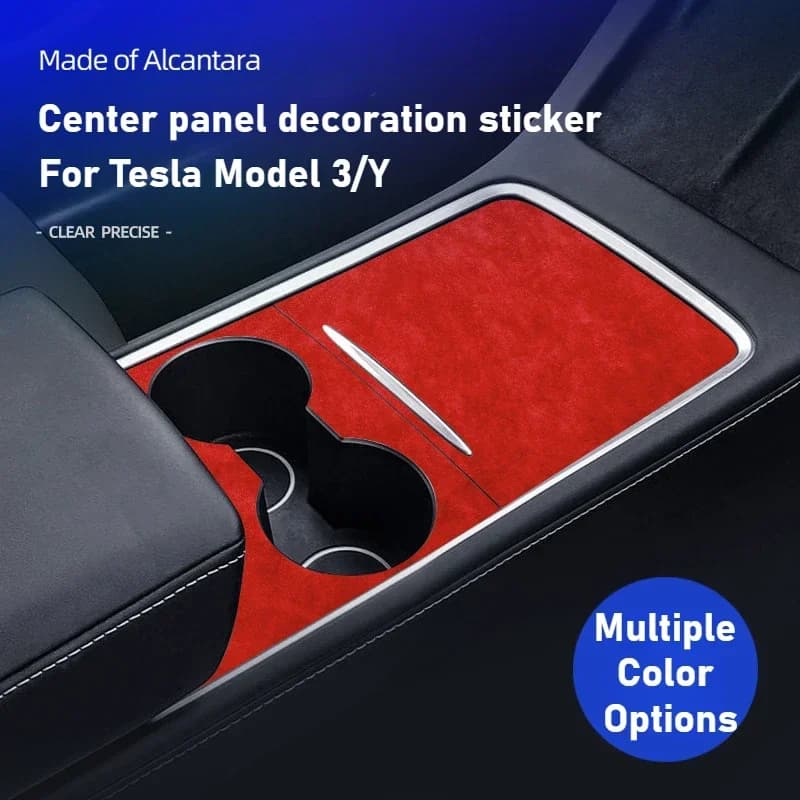 For Tesla Model 3 Y Suede Center Control Panel Trim Sticker Alcantara Protective Stickers Decorative Modify Car Accessories