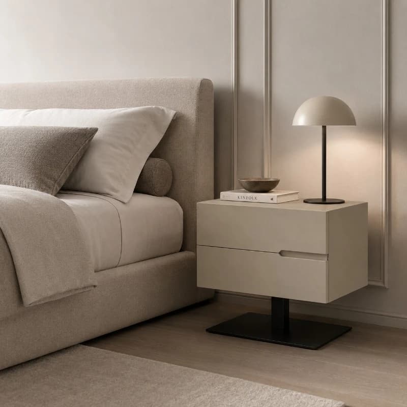 Modern lacquered wood two-drawer bedside tables are suitable for bedrooms, hotels, and apartments