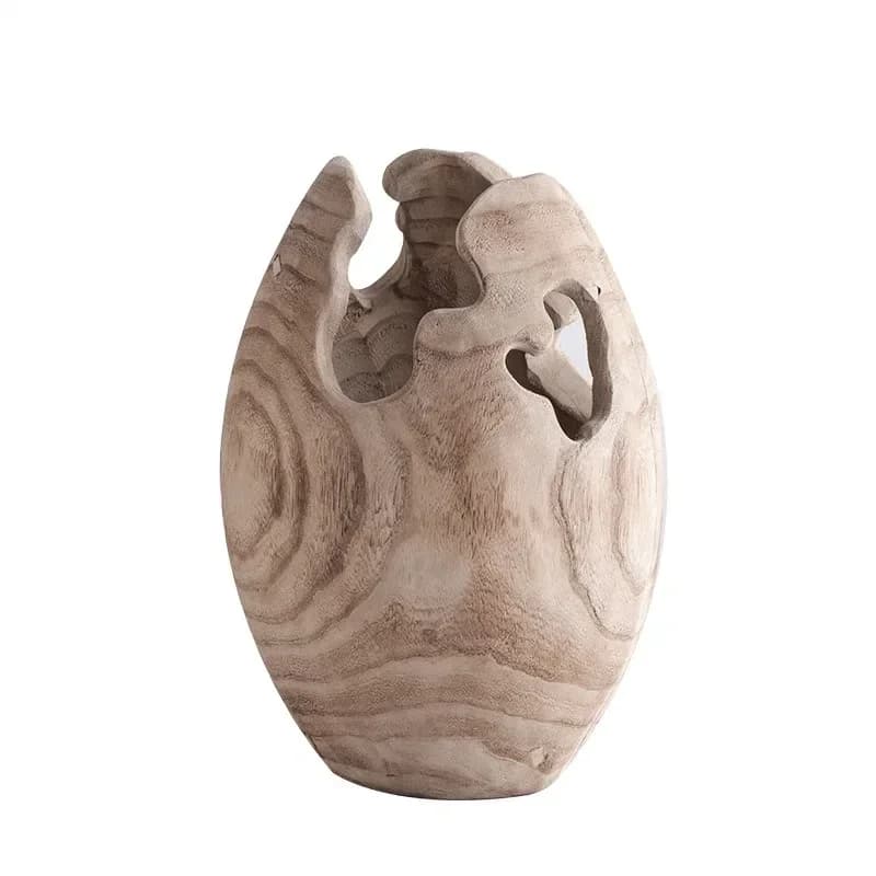 Large Retro Wooden Floor Vase - High-End Flower Arrangement for Living Room Elegance