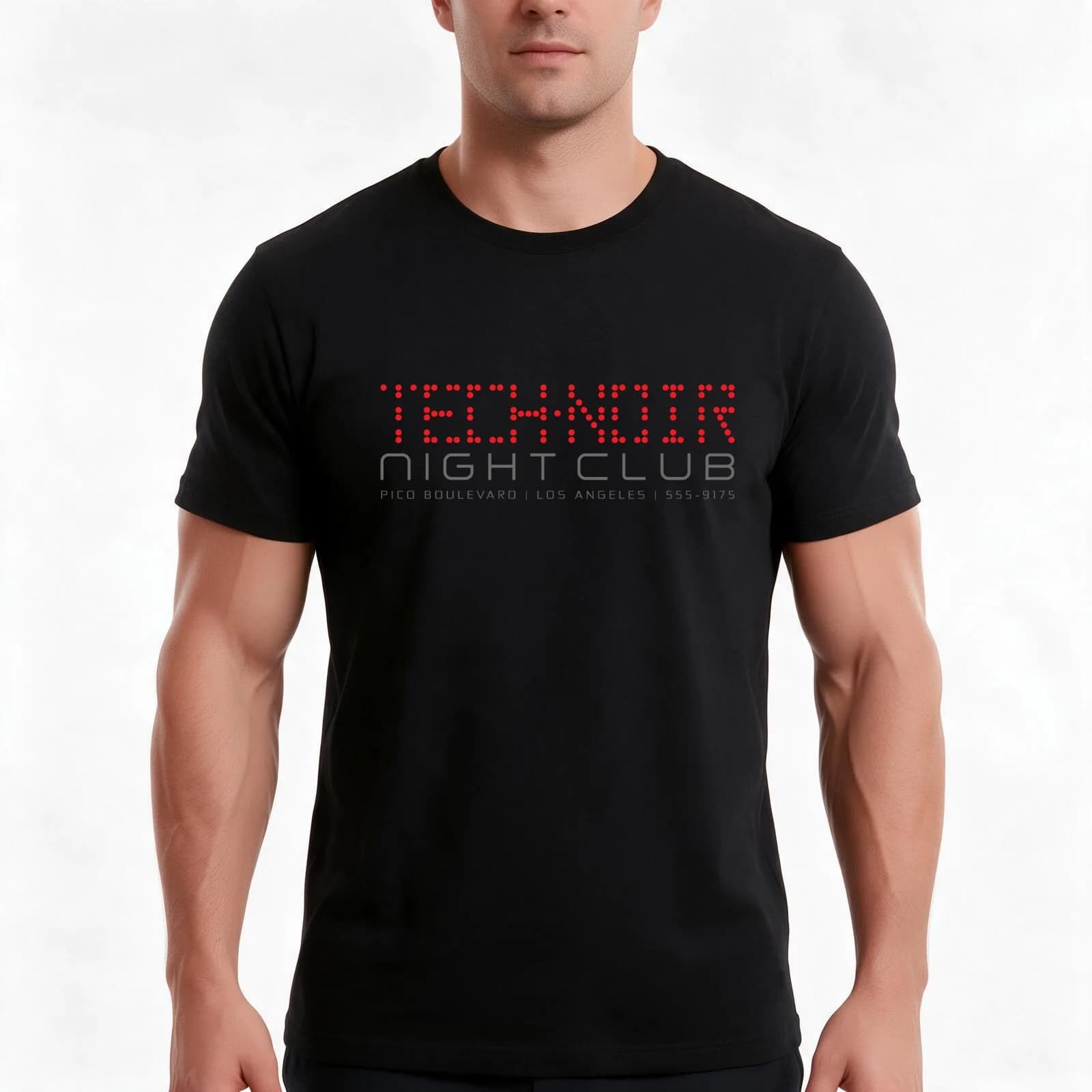 Tech Noir T-Shirt, Summer Casual Cotton Tee, Oversized Streetwear Tops, Vintage Graphic Print, Loose Fit Short Sleeve