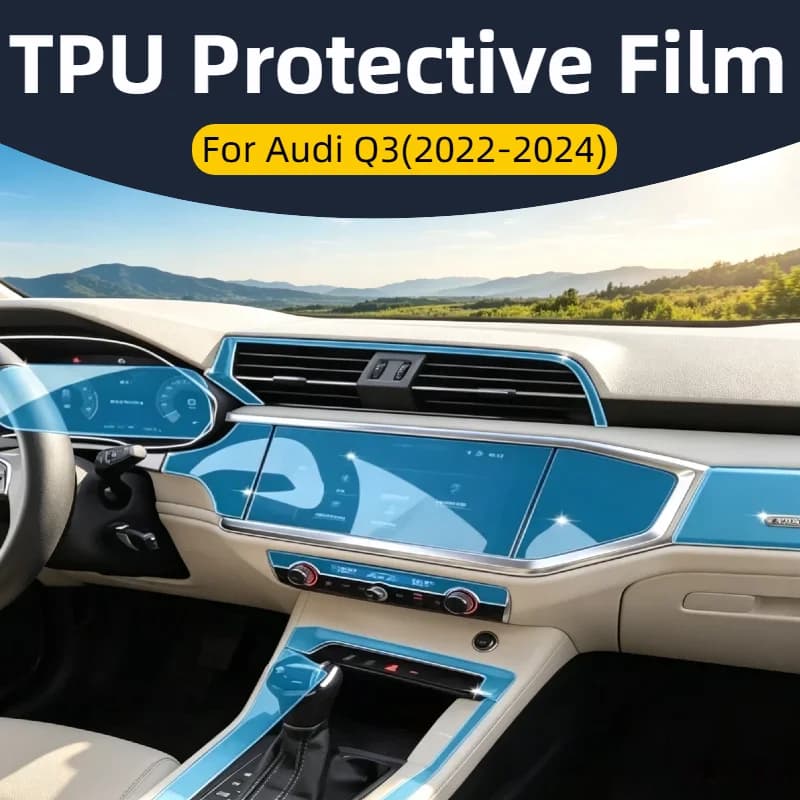 TPU Protective Film For Audi Q3 2022-2024 Car Dashboard Navigation Gearbox Protective Sticker Anti-scratch Interior Accessories