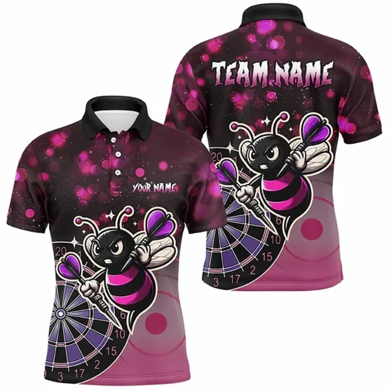 Funny Animal Dart 3D Print Men's Polo Shirt Fashion Personalization Name Short Sleeve Tops Casual Loose T-Shirt Summer Golf Wear