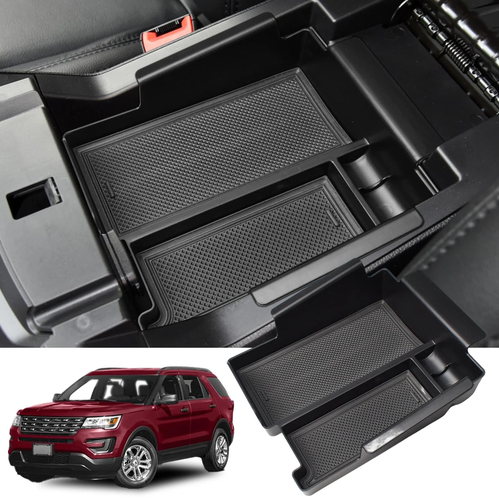 For Ford Explorer 2012 2013 2014 2015 2016 2017-2019 Center Console Tray Accessories Armrest Storage Organizer Interior Car Box