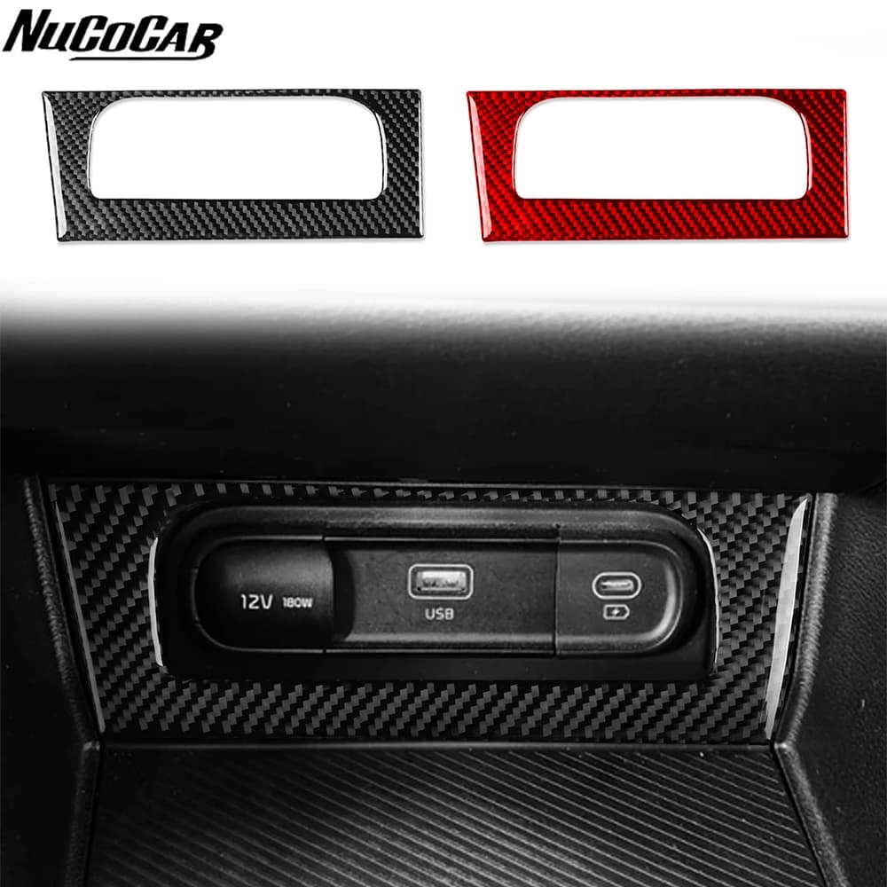 For Kia Sportage NQ5 2022-2025 Carbon Fiber Central USB Charging Port Frame Panel Car Accessories Interior Decorative Stickers