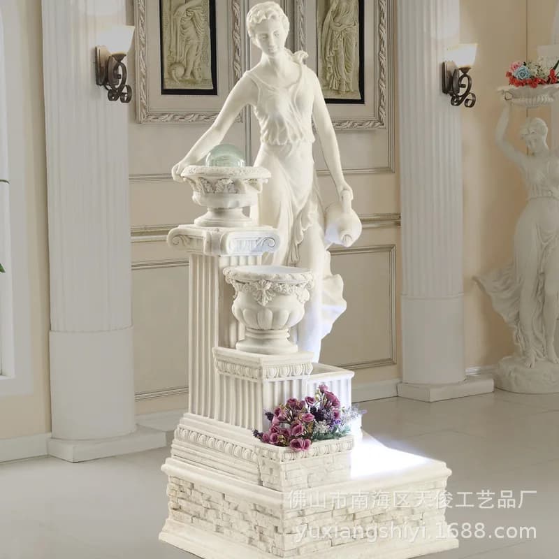 HYS large European flowing fountain rockery flowing water fish pond ornament sandstone handicraft figure sculpture garden water