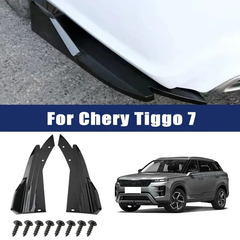2pcs Car Rear Bumper Spoiler Lip Carbon Fiber Wing Trim Anti-crash Diffuser Side Skirt Wrap Angle Splitter For Chery Tiggo 7