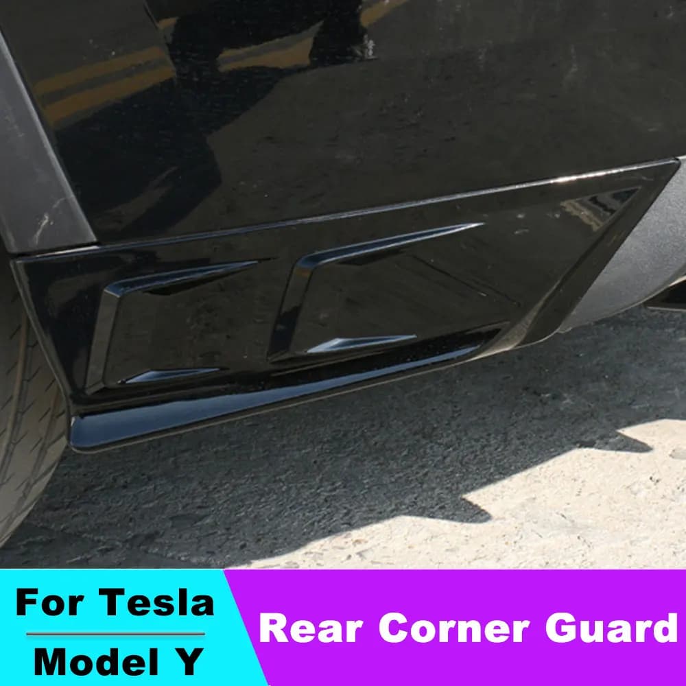 For Tesla Model Y Carbon Fiber ABS Car Rear Bumper Side Lip Diffuser Spoiler Car Body kits Rear Diffuser ABS Black