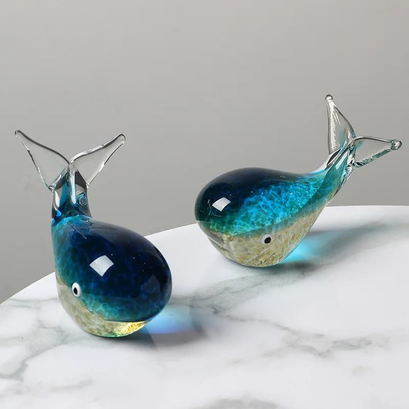 Glass Whale Marine Animal Art Desktop Decor Figurine