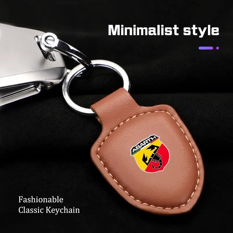 Leather Metal Key Ring Car Key Holder Decoration Accessory For Abarth 124 GT 500e 595 695 500 Punto Grande Punto