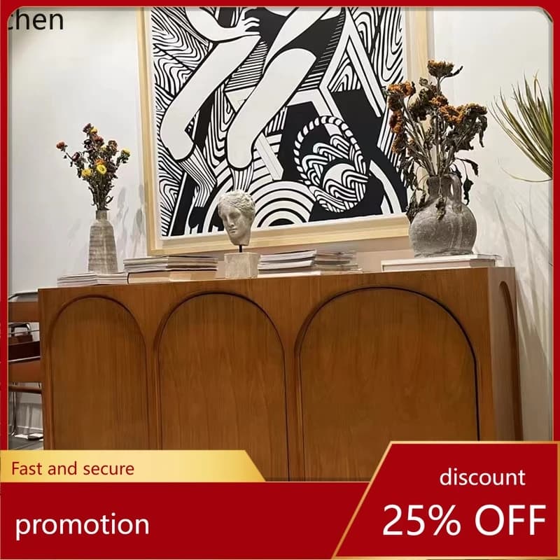 HXL Retro Home Living Room Solid Wood Sideboard Simple Storage Entryway Cabinet
