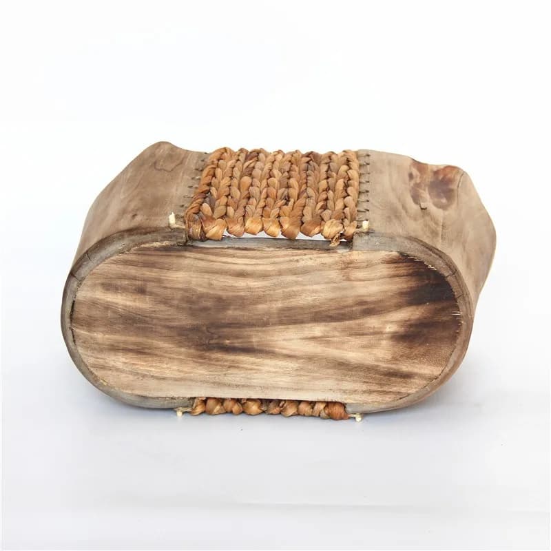 Handmade cattail and paulownia mixed and matched woven storage utensils, tabletop decorative ornaments