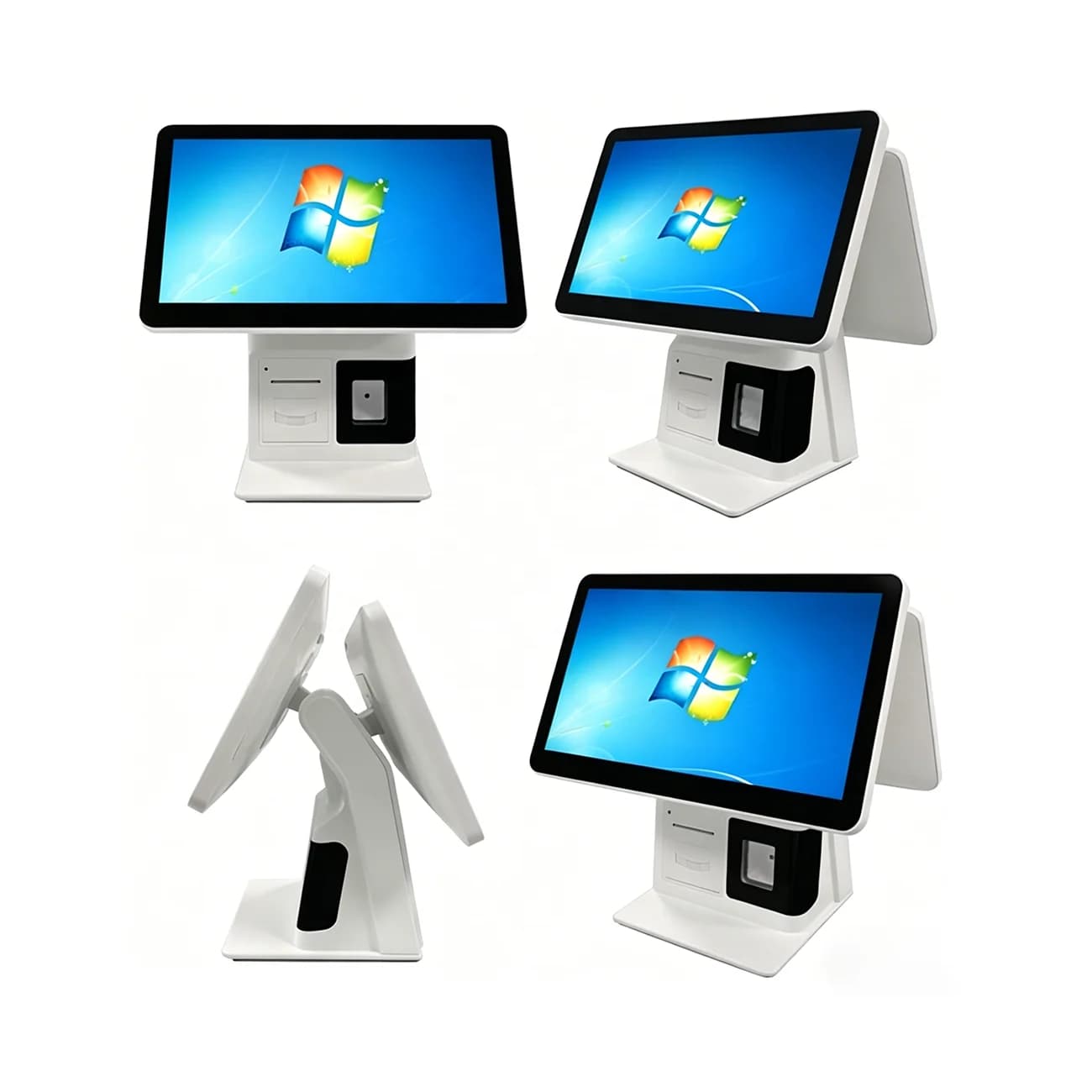 15.6inch Desktop Double Screen Payment Kiosk Cashiering Function With Rfid QR Code Fingerprint Recognition Camera Self-service