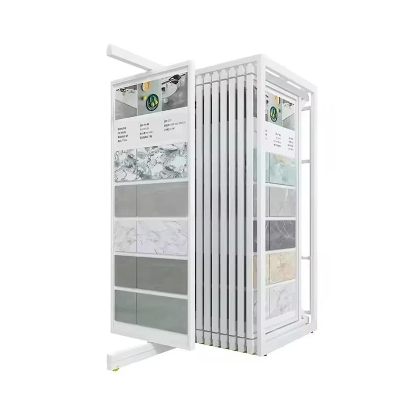 &c Custom Size Factory High Quality Metal Material Long Time Usage Pull Out Rotating Flooring Tile Marble Granite Display Rack