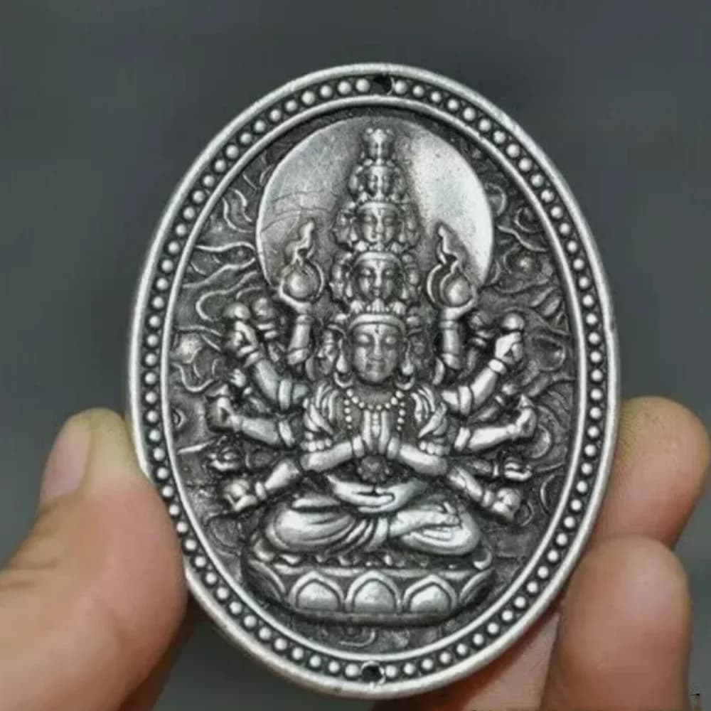 Tibet Tibetan silver 1000 Arms Avalokitesvara kwan-yin GuanYin Buddha Thangka