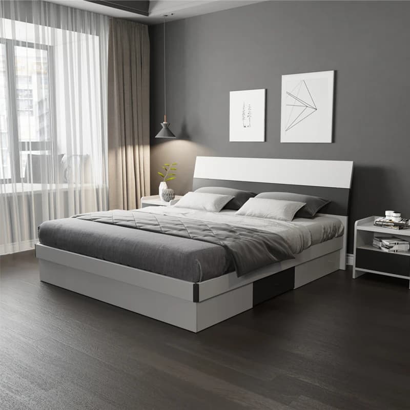 Guangzhou Modern Super King Bed White Wooden Bed Room Queen Bed Quilt Set