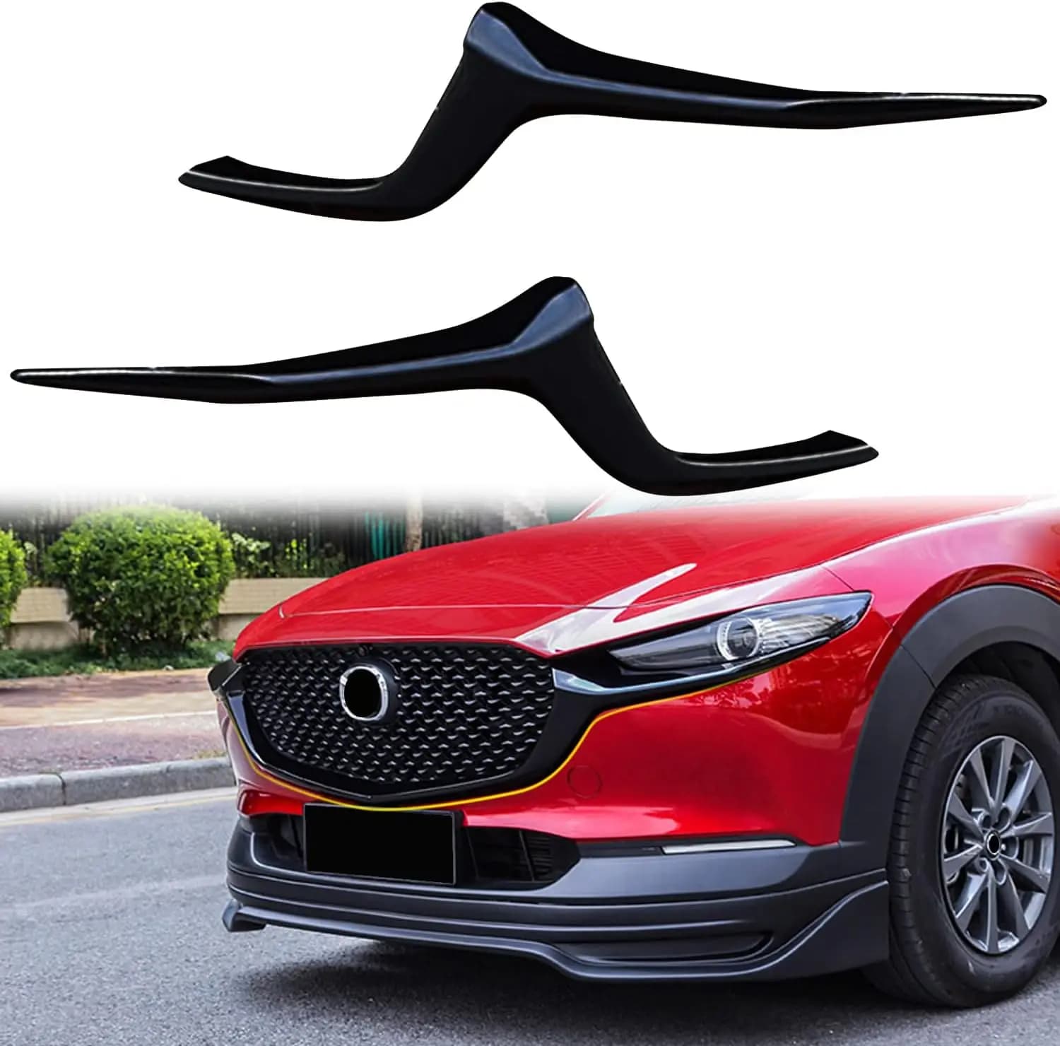 For Mazda CX-30 CX30 2020-2025 Glossy Black Car Exterior Front Center Grille Grill  Inserts Overlay Cover Decor Trim 2pcs