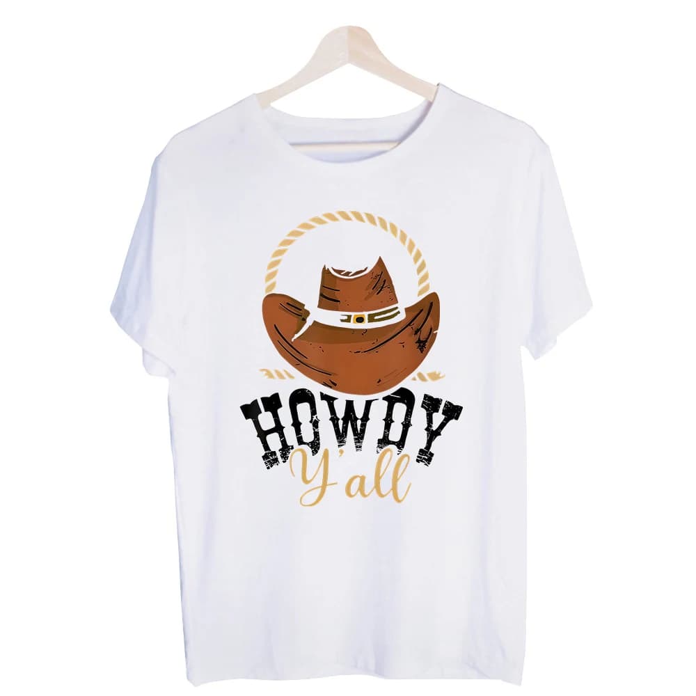 Men's Cowboy Hat and Rope Graphic Tee, Western Style Short Sleeve Crew Neck T-Shirt for Casual Daily Wear