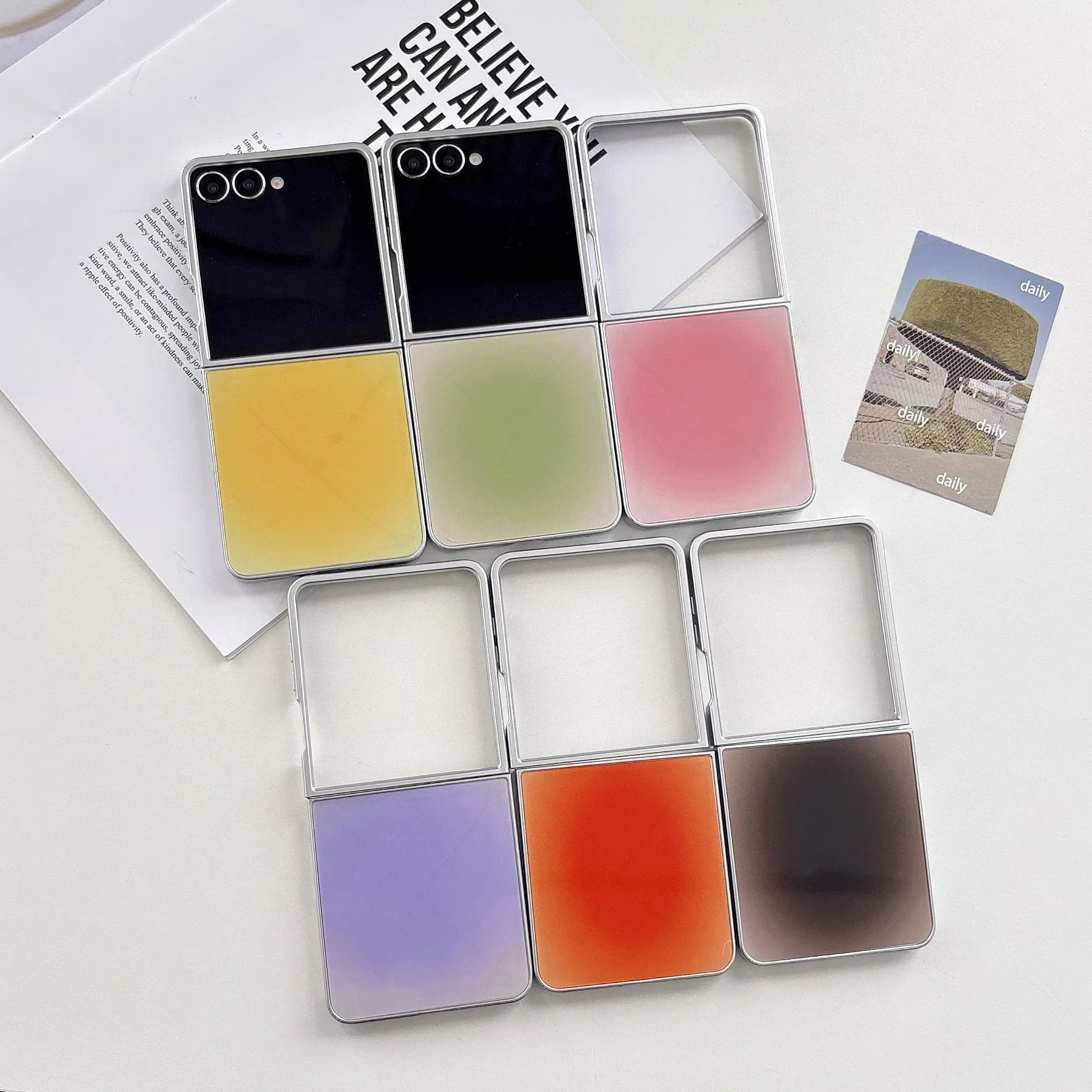 Simple Color Blending for Samsung Galaxy Z Flip 8 7 6 5 Protective Back Cover for ZFlip8 ZFlip6 ZFlip7 Case Shell