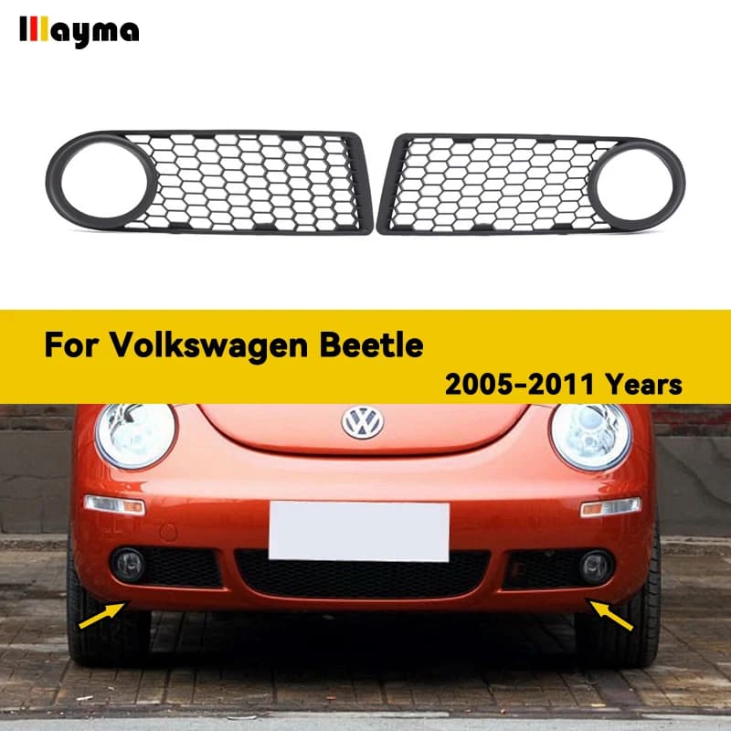 Honeycomb Mesh Grille 1 Pair Car Front Bumper Fog Light Lamp Cover Frame For VW Beetle Cabrio 2005 2006 2007 2008 2009 2010 2011