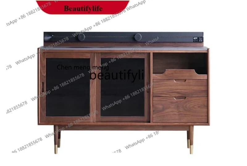 G153 North American black walnut dining side cabinet solid wood locker multi-functional side cabinet,rock slab coffee and tea ca