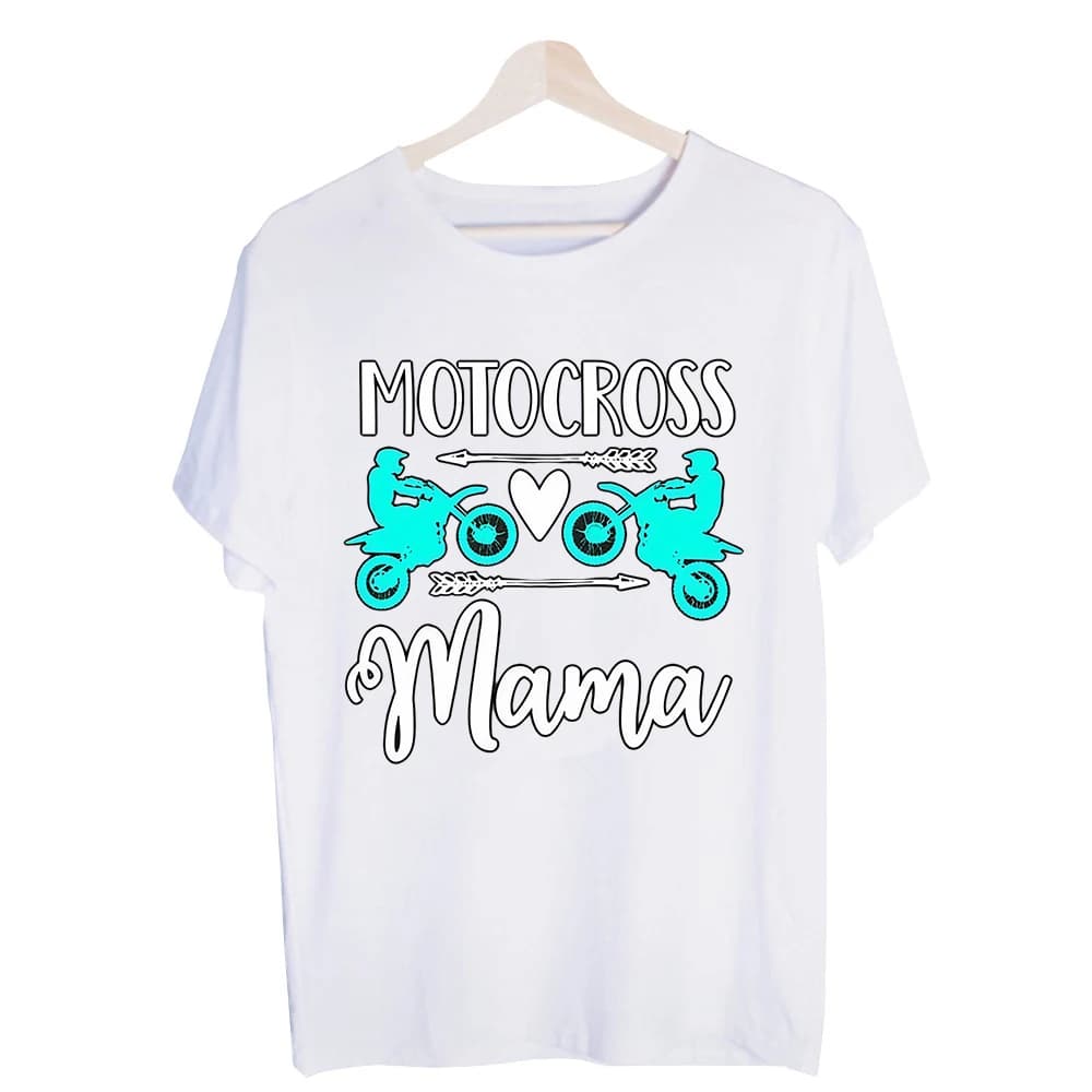 Women's Motocross Mama Graphic Tee, Short Sleeve Crew Neck T-Shirt for Casual Daily Wear