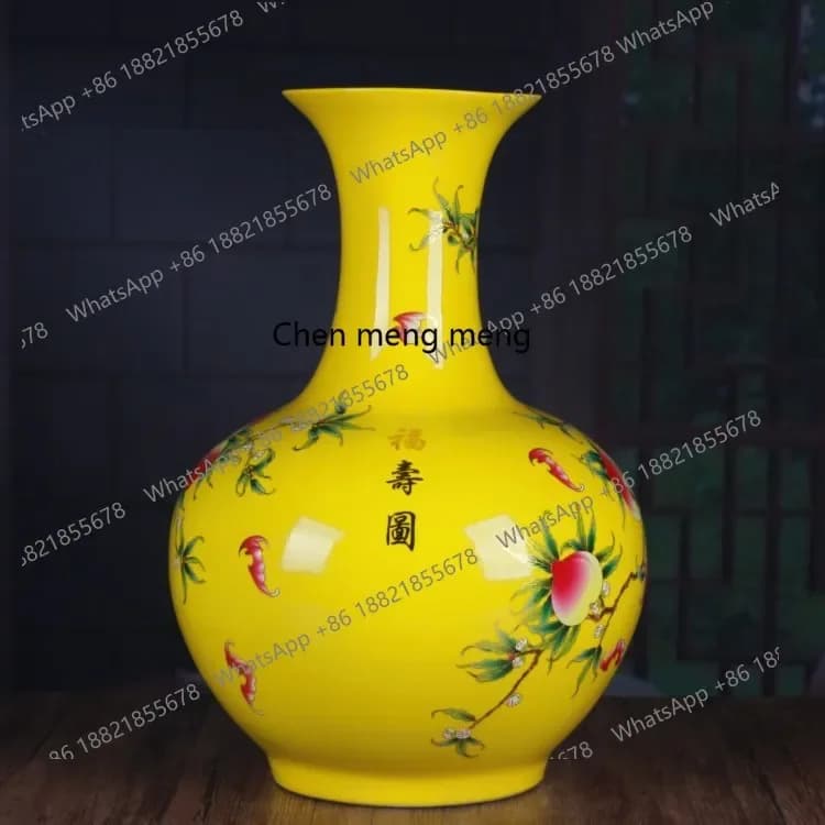 Ceramic vase glaze color yellow large vase retro ceramic home entrance decoration