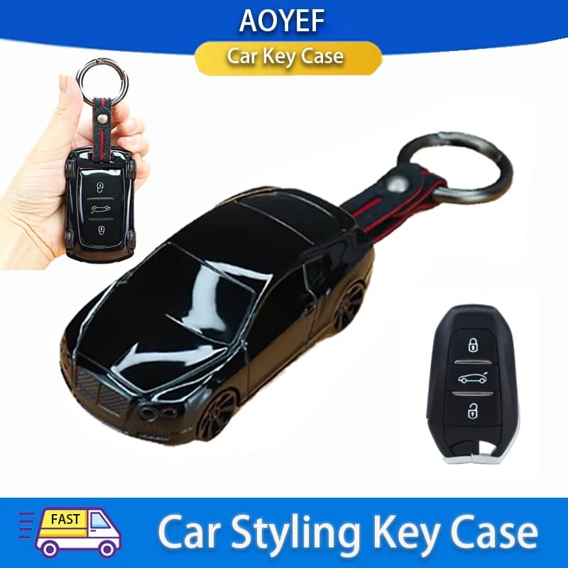 Car Model Shape for Peugeot 3008 4008 5008 308 408 508 Citroen C1 C2 C4 C6 C3-XR Picasso Grand Remote Key Case Cover Keychain