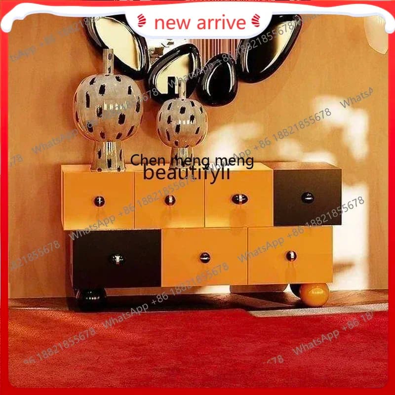 SS new styleFrench antique color matching solid wood dining side home retro style storage against the wall cabinetss 7486 ss 748