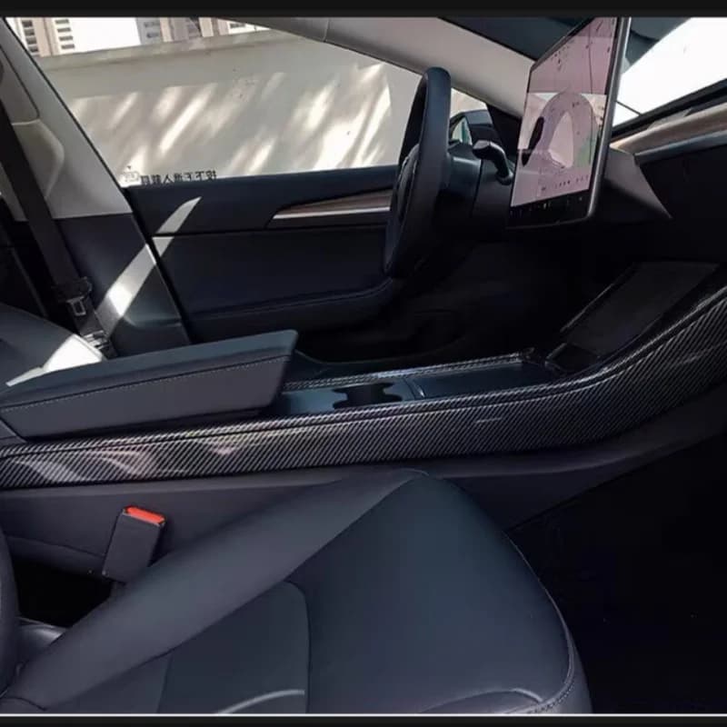 ABS carbon Inner Gear Shift Panel Frame Cover Trim Interior Car Styling Sticker Cover LHD For Tesla Model -Y 2021-2024