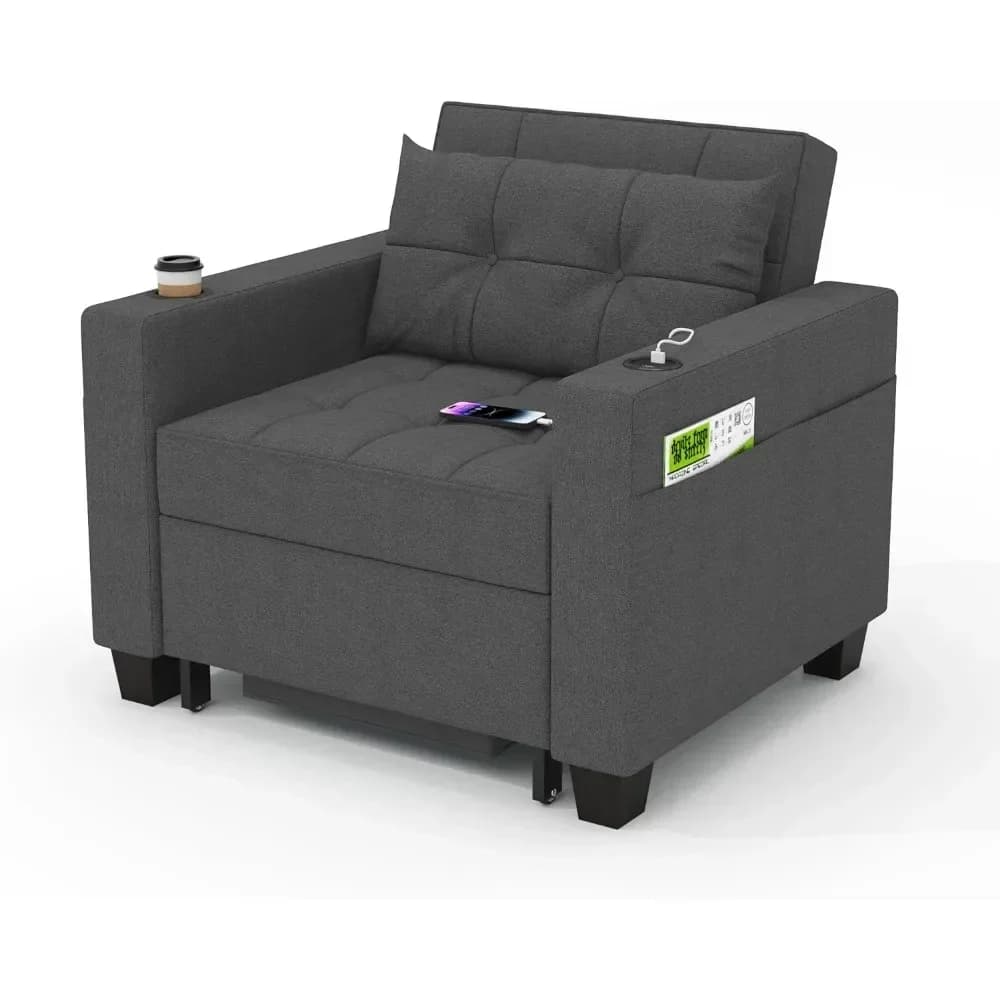 yReclining Sofas, Futon Chair Bed Convertible ChairOut Sleeper Chair Beds with USB Ports, Armchair Bed Sleeper Reclining Sofas