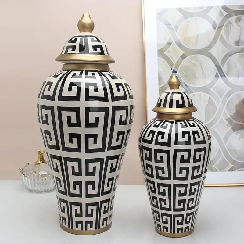 J027 J065 J084 Vintage Shabby Chic Ceramic Ginger Jar Manufacture Other Home Decor Factory Price Beige Floor Vase Sets