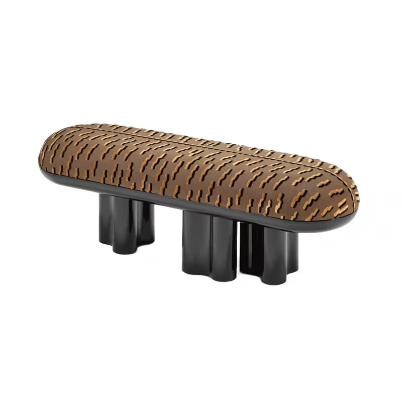 Modern light luxury irregular wooden base upholstered decorative seat