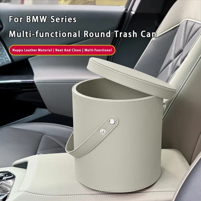 Large Capacity Car Trash Can Organizer Storage Box Car Multi-functional Round Trash Can With Lid For BMW 1234567 Series X1X2X3X4