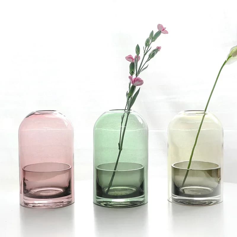 Glass Vase Home Decor Glass Cover Dried Flowers Ornaments Nordic Vases For Tabletop Flower Pot Home Decoration Accessories Декор