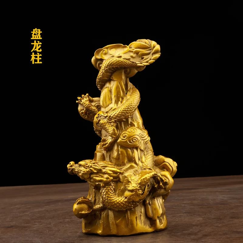 Pure copper ornament, mountain , coiled pillar, zodiac , five-clawed divine dragon, home living room o